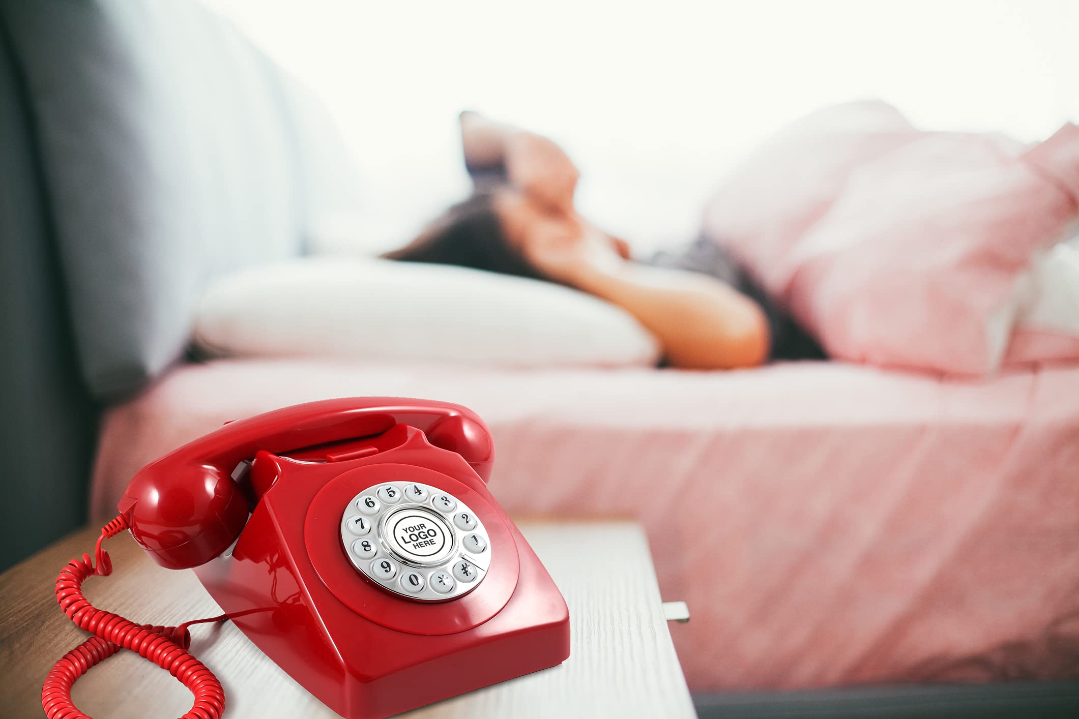 Gpo 746 Push Button 1970S Style Retro Landline Phone   Curly Cord Authentic Bell Ring   Red